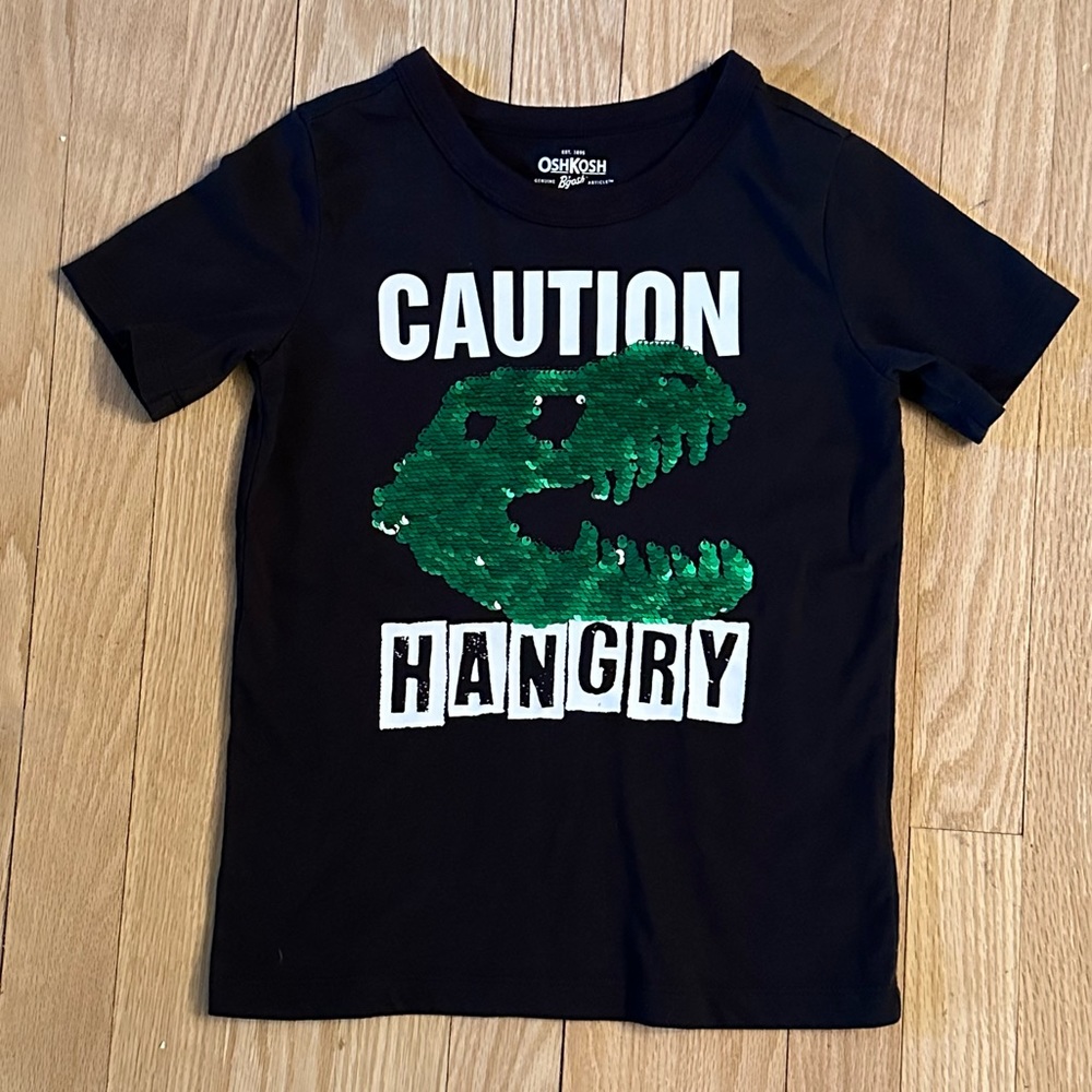 OshKosh B'Gosh Kids Flip Sequin Dinosaur Short Tee Shirt Sleeve T-Shirt, Size 7